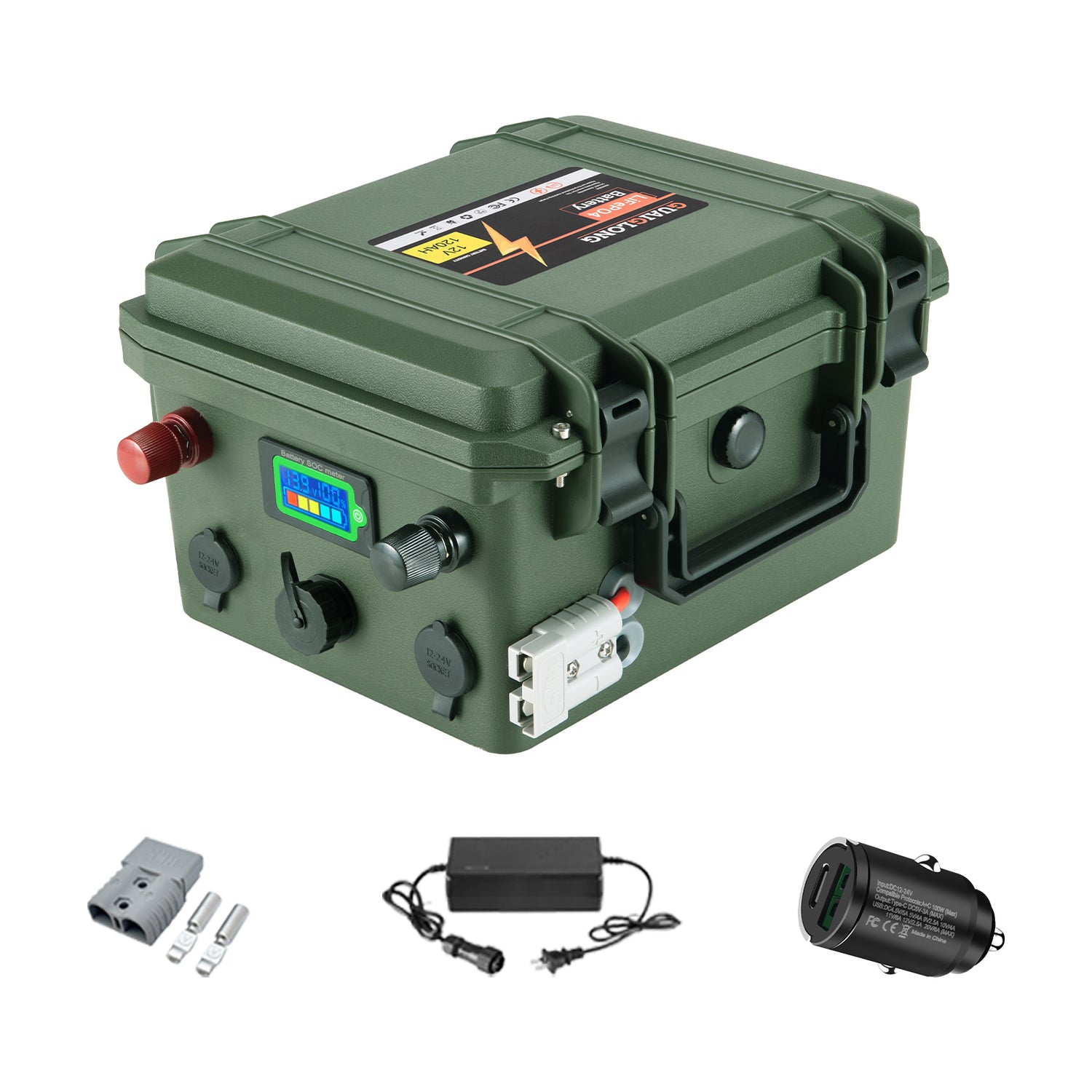 GuaiGLong 12V 120Ah Lithium Battery- 1536Wh Energy,Trolling Motor, Marine, RV, Fish Finder Battery