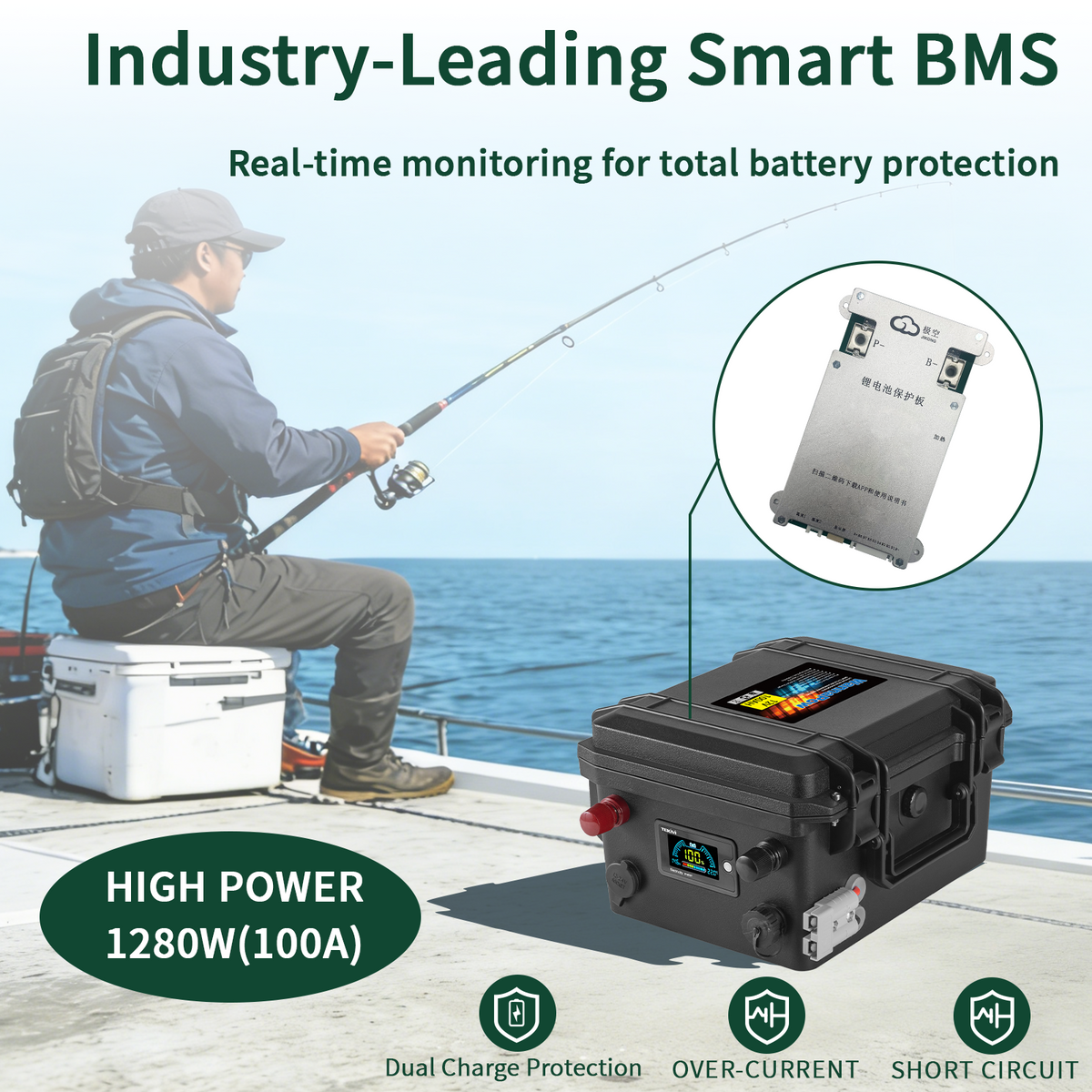 12V 120AH LiFePO4 Battery,100A BMS,Marine Battery